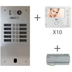 URMET Kit Video Alu 2R 10 Bp 2 Voice Programmé (KV83/210)