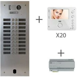 URMET Kit Video Alu 2R 20 Bp 2 Voice Programmé (KV83/220)