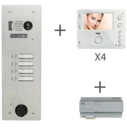 URMET Kit Video Alu 1R 4 Bp 2 Voice Programmé (KV83/104)