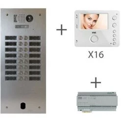 URMET Kit Video Alu 2R 16 Bp 2 Voice Programmé (KV83/216)