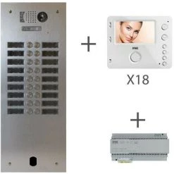 URMET Kit Video Alu 2R 18 Bp 2 Voice Programmé (KV83/218)